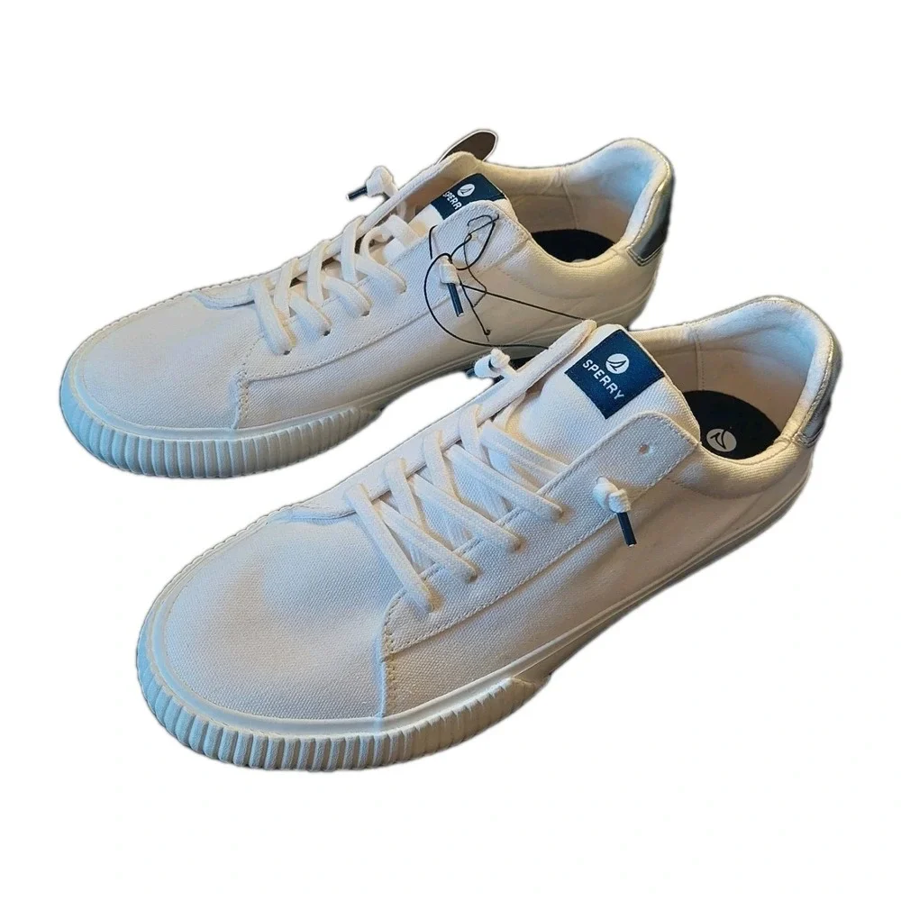 NEW! Sperry Women's Seabed LTT Canvas Sneakers White/Silver 10399093 Size 9.5M